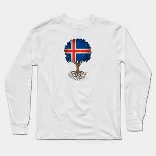 Tree of Life with Icelandic Flag Long Sleeve T-Shirt